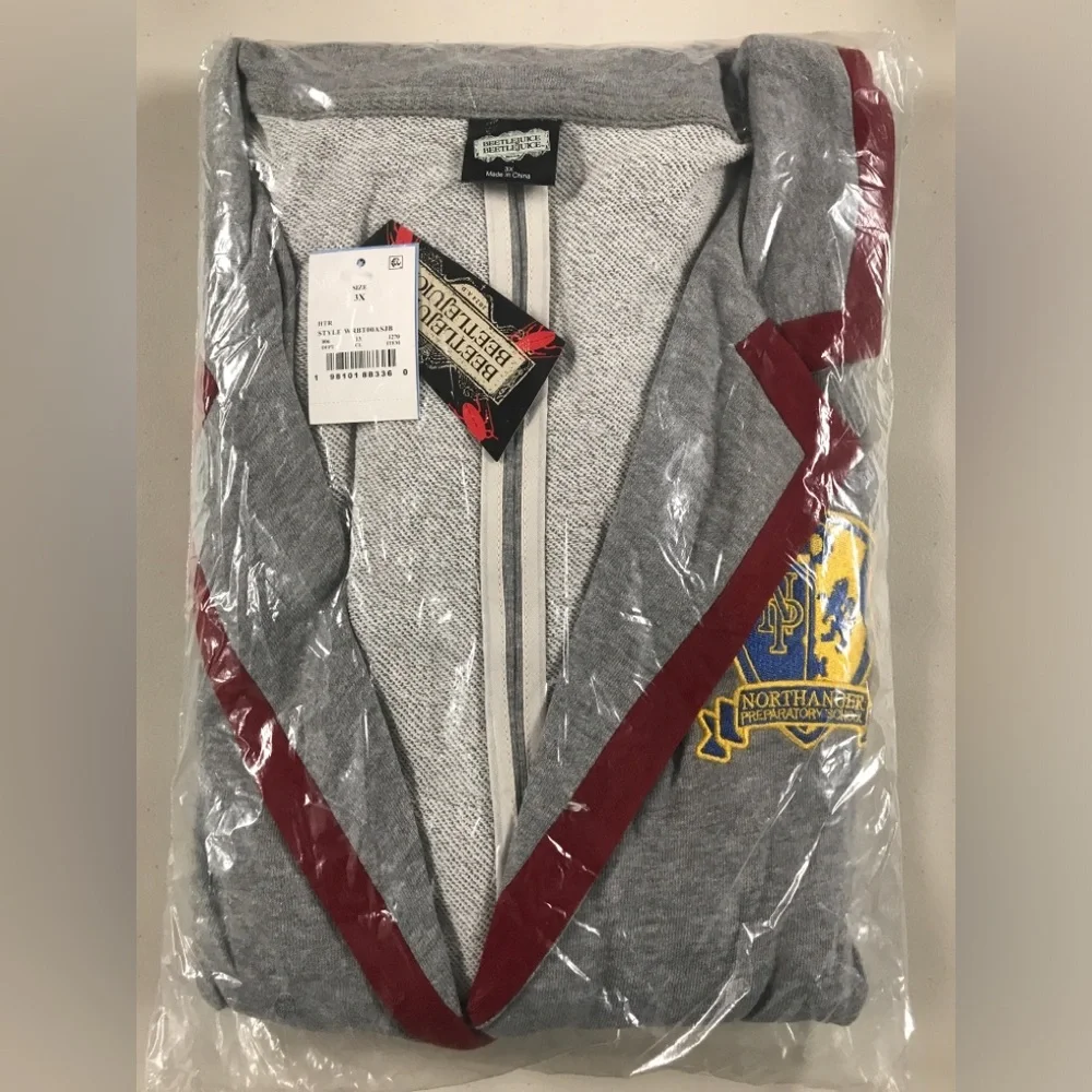 Gray Blazer Beetlejuice Graphic Blazer Front Flap Pockets Jacket - Picture 6 of 9